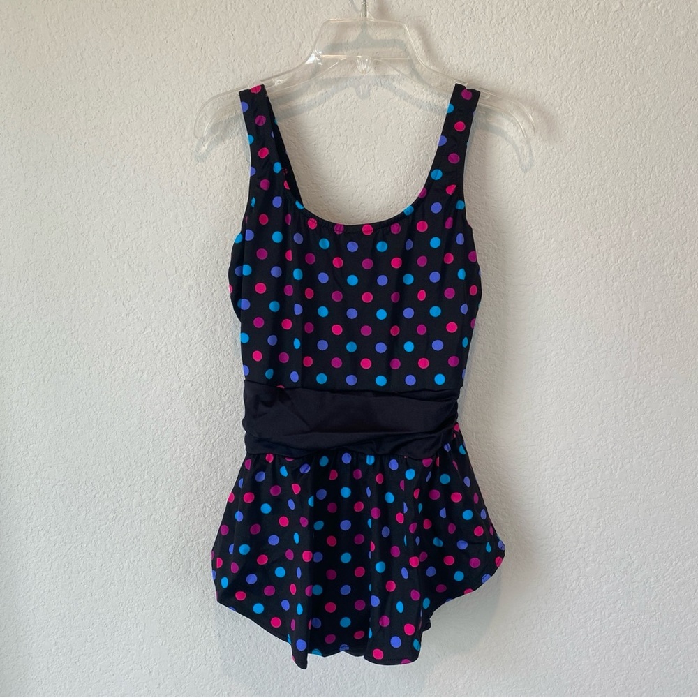 Lands’ End Vintage Union Made Polka Dot Retro Pin Up One Piece Swimsuit Size 10
